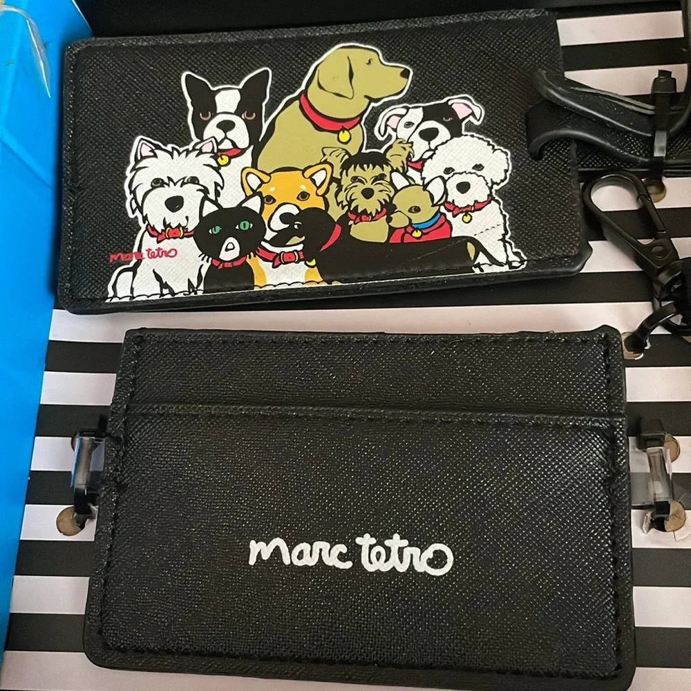 Marc Tetro Dogs Travel Set Coin Purse Passport Case Luggage Tag Cardholder set - Picture 2 of 7